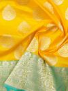 Yellow Pure Katan Silk Banarasi Fabric
