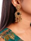 Golden Mirror Work Chandbali Earrings